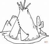 Coloring Pages Teepee Tipi Native American Cactus Printable Indian Color Sheets Supercoloring Wild Drawing West Cowboy Mandalas Kids Cowboys Indians sketch template