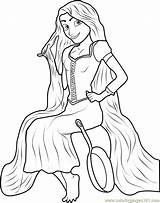Rapunzel Sitting Tangled Coloringpages101 sketch template