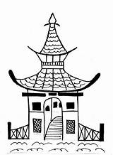 Pagoda Chinese Drawings Drawing Designlooter sketch template