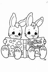 Preciosos Livro Lendo Momentos Coelhos Paques Preciousmoments Bunnies Riscos Tudodesenhos Coloriages Graciosos Pâques Créations sketch template