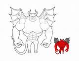 Demon Coloring Wings Devil Ter Helluva Horns Book Red Satan sketch template
