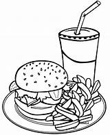 Coloring Food Hamburger Drawing Plate Junk Healthy Fast Eating Getdrawings Topcoloringpages sketch template