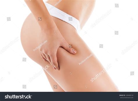 Checking Cellulite Woman Hip Close Up Of Beautiful