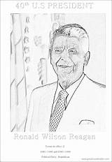 President Reagan Ronald Coloring 40th Activity Sheet Wilson sketch template