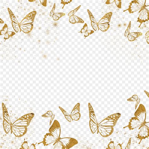 pink butterfly border hd transparent golden gold pink butterfly border