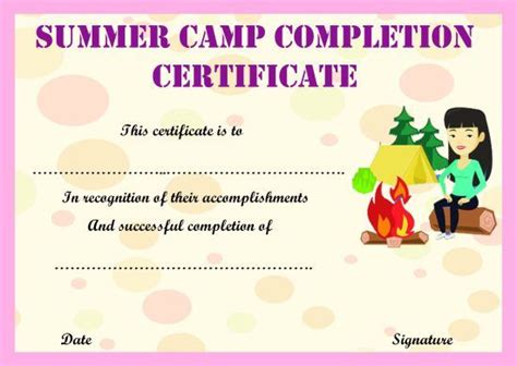 summer camp certificate templates  templates   summer