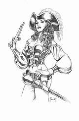 Pirate Coloring Woman Pages Female Girl Deviantart Tattoo Mitchfoust Adult Drawing Drawings Poling Jeff Pirates Tattoos Fantasy Lady Draw Pyrography sketch template
