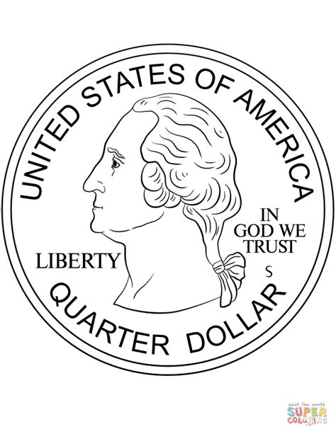 quarter coin coloring page  printable coloring pages