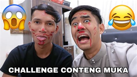 Challenge Conteng Muka 😂 Youtube