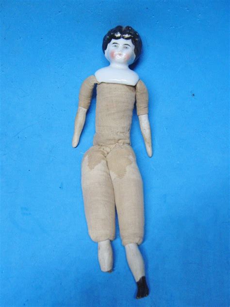 Antique China Head Doll 11 Glazed Porcelain With Cloth Body Germany