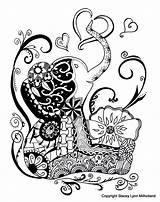 Coloring Pages Zentangle Adult Flowers Elephant Hearts Fun Clipartmag Lynn Designs Stacey Doodle Choose Board sketch template