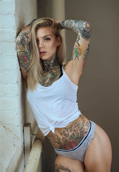 Wallpaper Madison Skye Model Women Indoors Tattoo Inked Girls