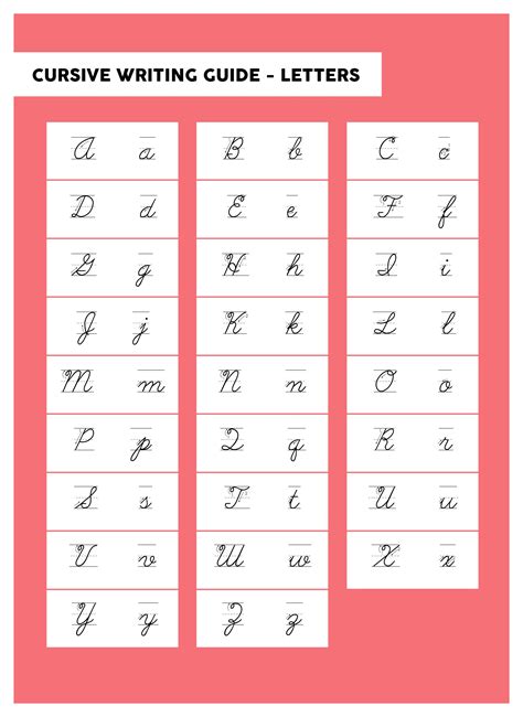 cursive letter chart printable