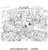 Window Peeking Coloring Clipart Outline Through Girl Illustration Rf Royalty Bannykh Alex sketch template