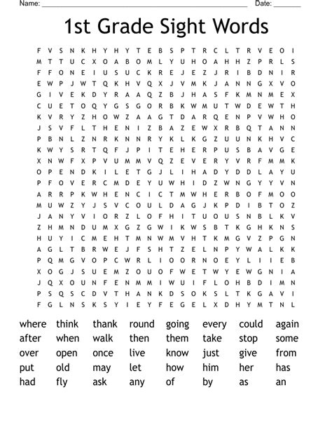 st grade sight words word search wordmint