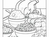 Coloring Thanksgiving Pages Food Feast Dinner Color Getdrawings Drawing Getcolorings Printable sketch template
