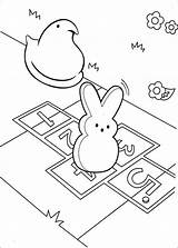 Peeps Coloring Pages Bunny Printable Chick Print Hopscotch Playing sketch template