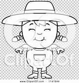 Farmer Girl Smiling Outlined Coloring Clipart Cartoon Vector Mad Boy Cory Thoman Clip sketch template