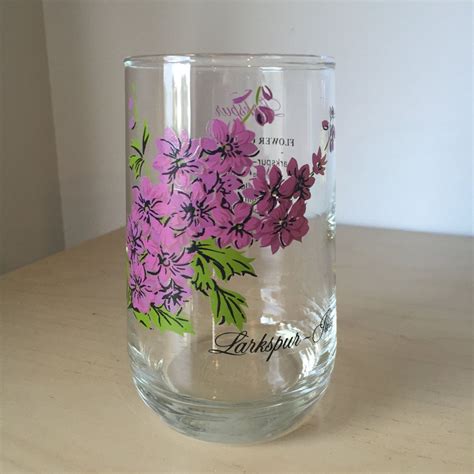 Vintage Drinking Glass Flower Of The Month Series July Etsy