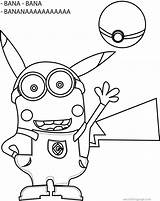 Coloring Minion Pikachu Pokemon Banana Pages Wecoloringpage Cartoon sketch template