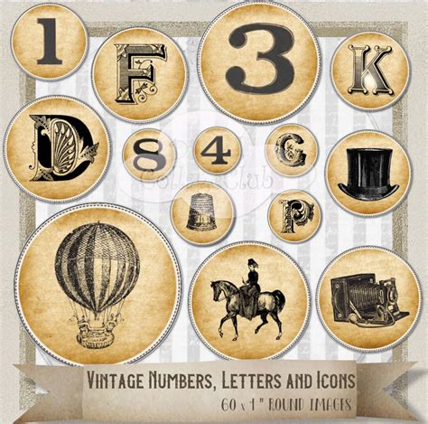 vintage numbers letters  icons    images  digital