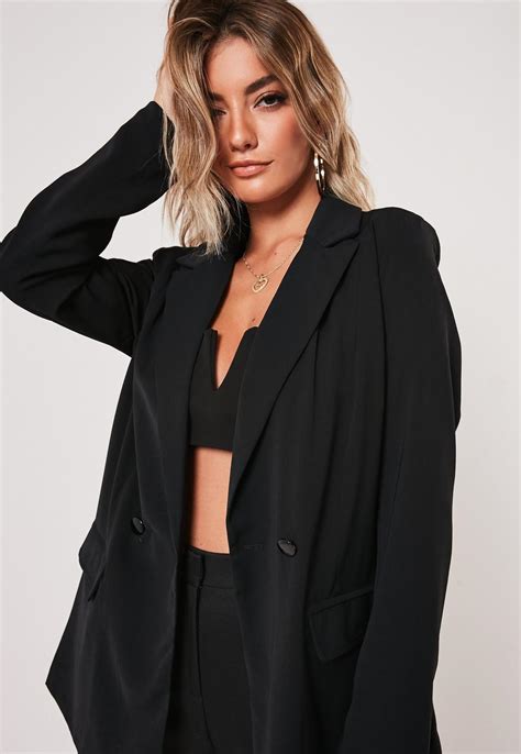 langer oversize blazer mit taschen in schwarz missguided