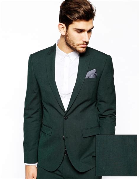 lyst asos slim fit suit jacket  dark green  green  men