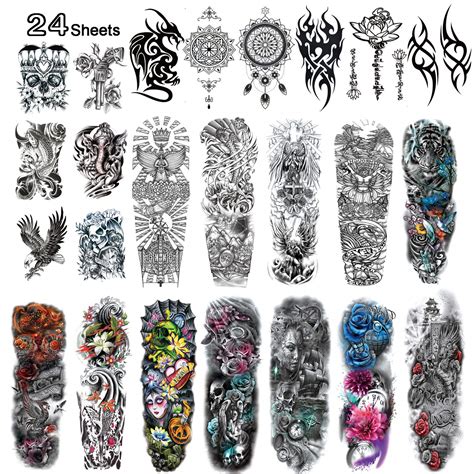 buy kotbs 24 sheets full arm temporary tattoo large arm sleeve tattoo