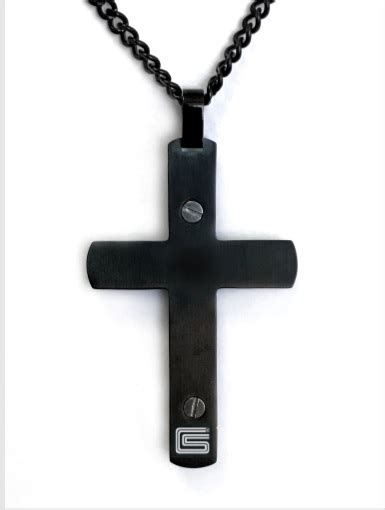 carbon fiber  black stainless steel cross pendant