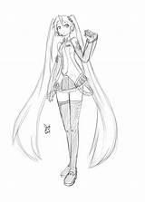 Miku Hatsune Lineart Chibi Vocaloid sketch template