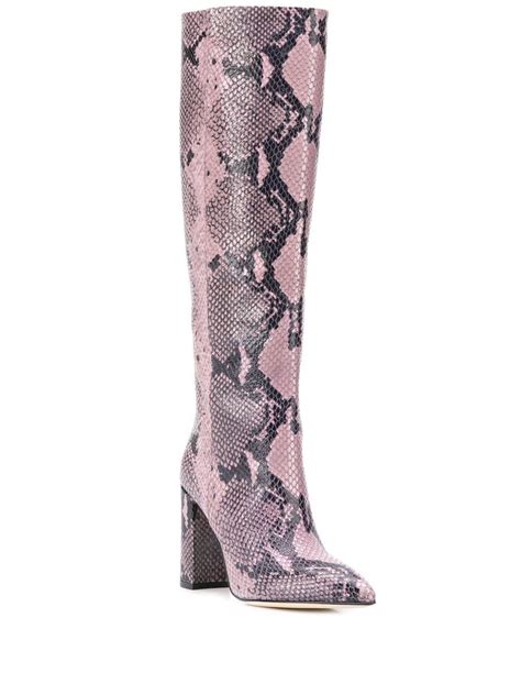 paris texas leather snakeskin knee length boots  purple lyst