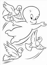 Coloring Casper Pages Ghost Friendly Kids Halloween Cartoon Fun Bird Printable sketch template