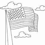 Flag Coloring United States Waving Independence Celebration sketch template