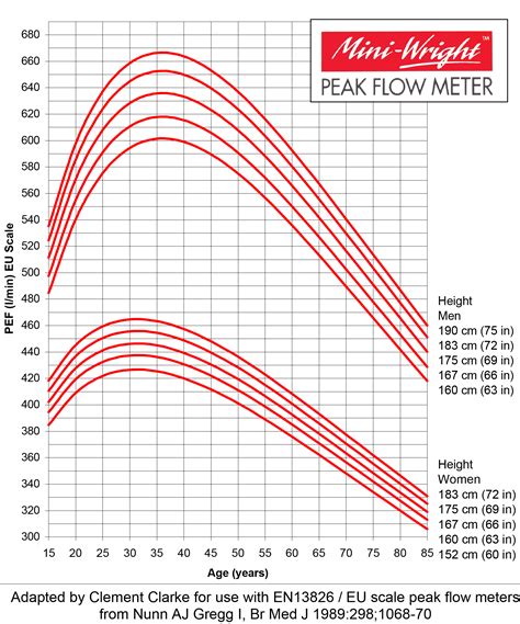 peak flow normal values chart doctorjeal