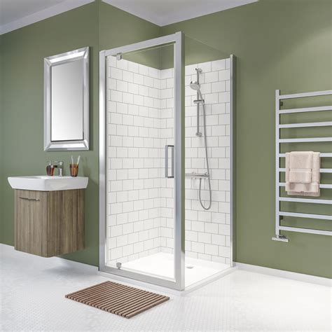 Twyford Geo 6mm Thick Clear Glass Magnet Closing Pivot Shower Door With