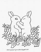 Coloring Baby Kissing Bunnies Pages Bunny Rabbits Kids Fee Adron Mr Choose Board sketch template