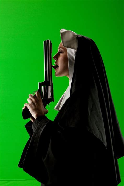 Lindsay Lohan Gun Licking Nun In Machete Art Print On Canvas