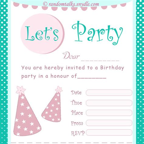 printable birthday invitations random talks