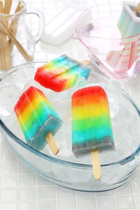 homemade rainbow ice pop stock image image  mold