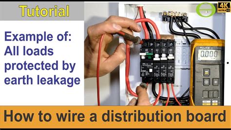 wire  distribution board   loads protected  earth leakage circuit breaker