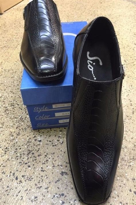 details  sio black bristol  loafer dress shoes  sizes croc design wsilver buckle