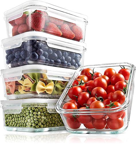 Nutrichef 10 Piece Superior Glass Food Storage Containers Set