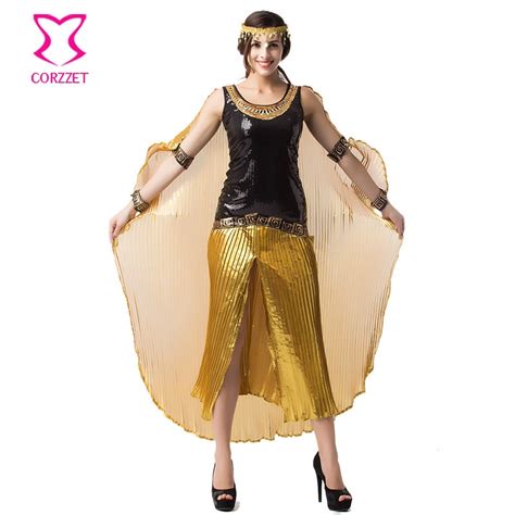 Buy Gold Ruched And Black Sequins Cleopatra Fancy