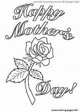 Coloring Mothers Cards Flower Rose Pages Printable sketch template