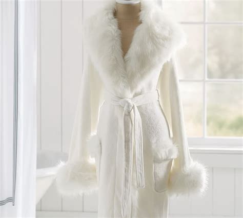 faux fur robe sun bear ivory pottery barn