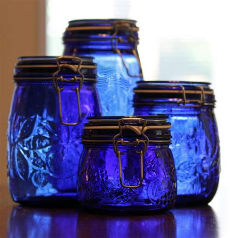 wow blue glass jars  blue pinterest happy colors