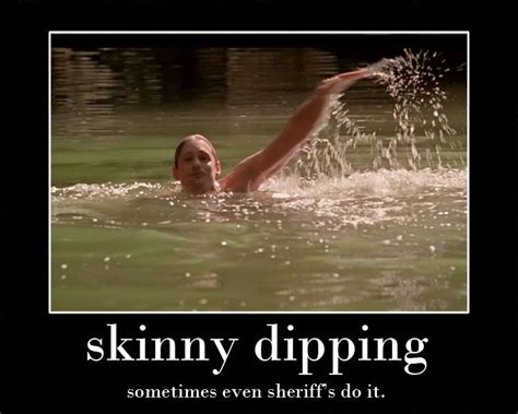 a woman swimming in the water with her arm out and an ad for skinnyy