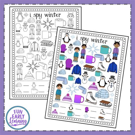 spy winter  printable  matching  counting