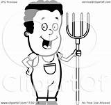 Farmer Pitchfork Boy Clipart Cartoon Happy Thoman Cory Outlined Coloring Vector 2021 sketch template