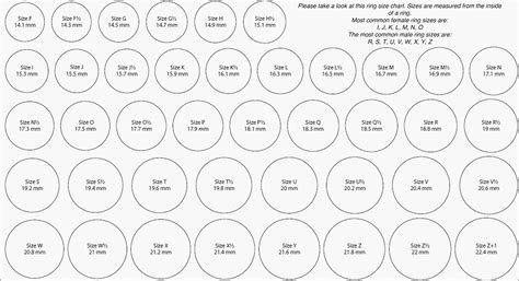 printable ring size chart  cuteconservative